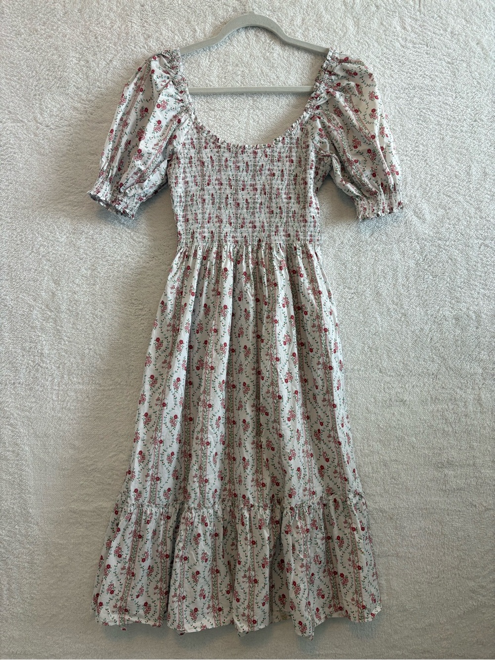 Hill House Louisa Nap Midi Dress Pink Vine Stripe Size Medium - Picture 5 of 11